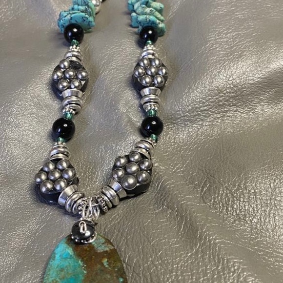 Huge Turquoise Pendant 19” OOAK STATEMENT NECKLACE - Picture 6 of 8